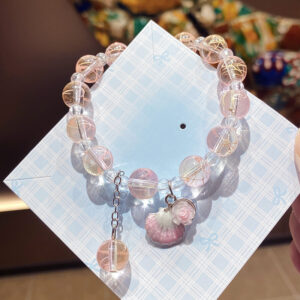 Orange shell flower glass bracelet bag
