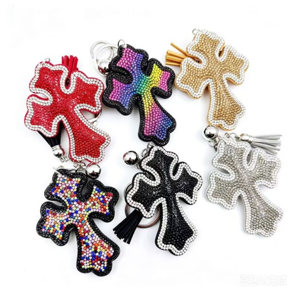 Wholesale Rhinestone Cross Keychain Fashion Decorative Accessory Wedding Gift