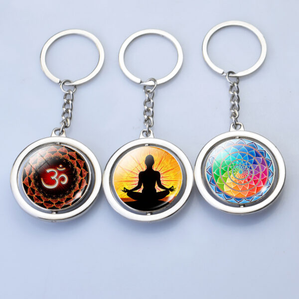 oly-3fa3a2b3b4202ca3ce2a62497d727cb0 Wholesale Luminous Mandala OM Keychain Stress Relief Rotating Metal Pendant Yoga Gift Boutique Resale