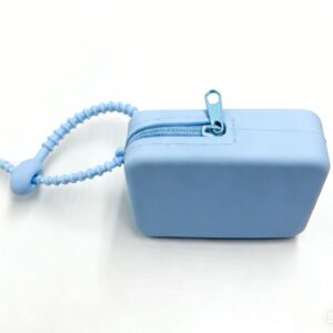 Silicone storage bag-blue lanyard style / 8*6.7*3