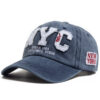 Wholesale Yellow Washed Cotton NYC Letter Baseball Cap Retro Style Fashion Accessory