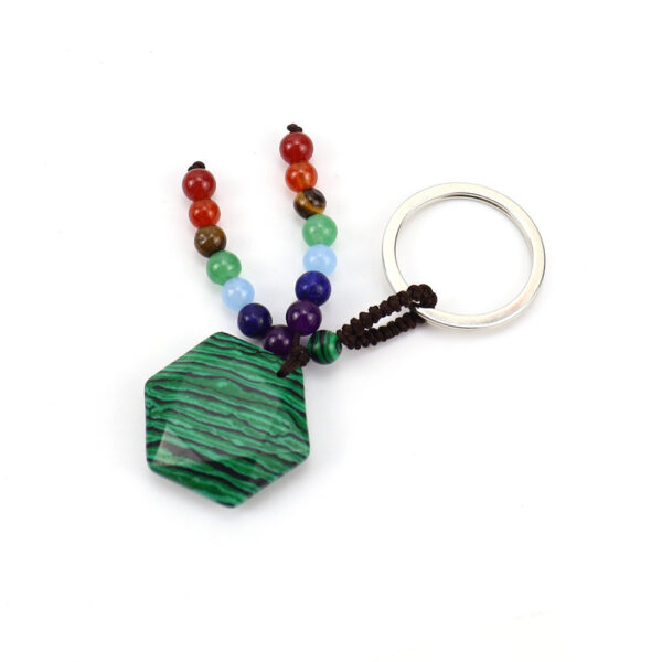 oly-3ffdc27429589290e88712b329cc6a0e Wholesale Natural Crystal Stone Hexagram Keychain Pendant with Chakra Beads Decorative Bag Accessory
