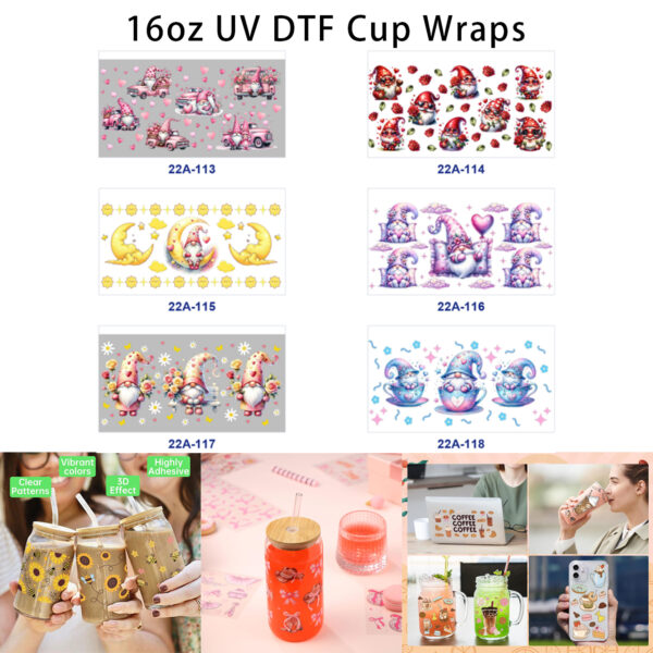 oly-402530ddfc63a67221c390e5e86017a6 Wholesale 5pcs Valentine Garden Sprite Vintage Pink Truck Moon Star Rose Teacup Mixed Romantic Print 16oz Cup UV DTF Wraps