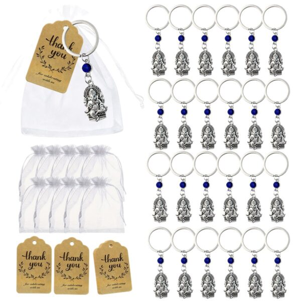 Wholesale Alloy Exotic Elephant Keychain Set with Organza Bag Wedding Party Favor Gift
