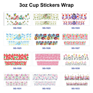 Wholesale 8pcs Mixed Fantasy Maiden Pattern Fresh Garden Floral Print 3oz Cup Stickers Wrap OLY Exclusive