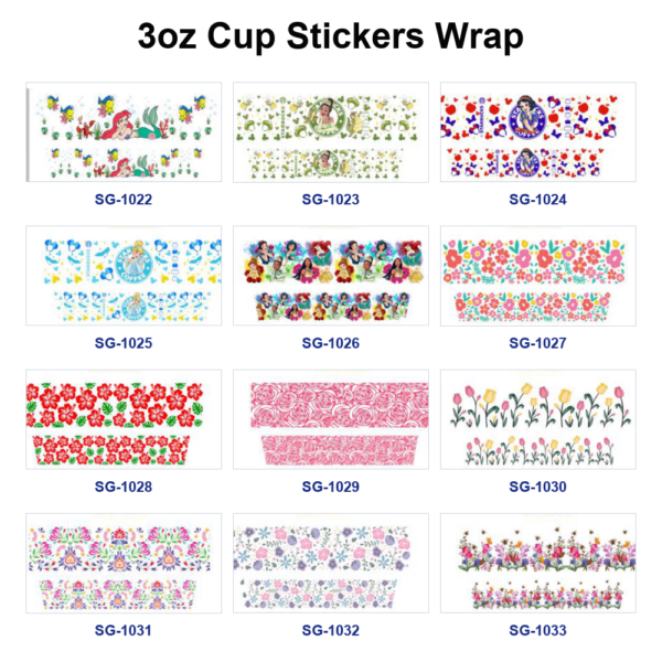 oly-405e402a31be0884fb7c2beb86ee96a5 Wholesale 8pcs Mixed Fantasy Maiden Pattern Fresh Garden Floral Print 3oz Cup Stickers Wrap OLY Exclusive
