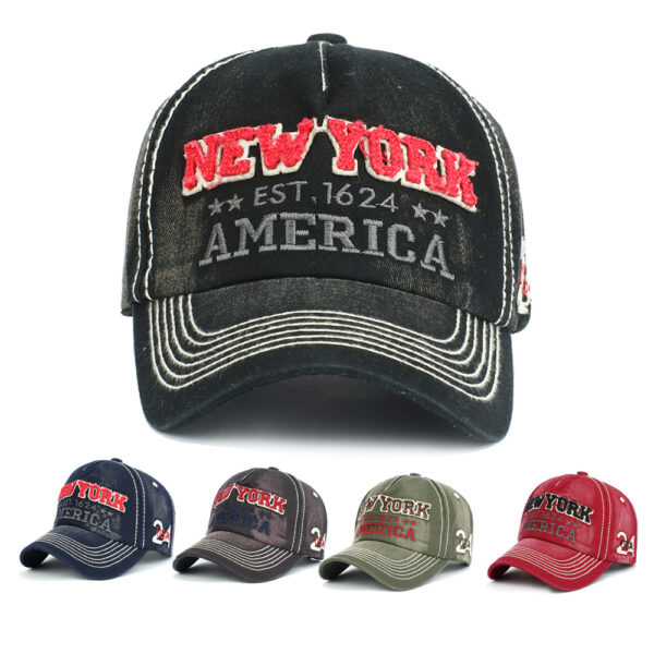 Wholesale Distressed Cotton Baseball Cap with English Letter Design Adjustable Sun Hat for Everyday Wear
