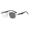 Wholesale Gold Frame Frameless Color Changing Square Sunglasses UV400 Street Style Travel Fashion Accessories for Resale