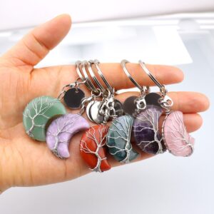 oly-40969982603b968f41d7af4eb1e91e4e Wholesale Natural Stone Moon Keychain Bag Charm Pastoral Style Women's Gift