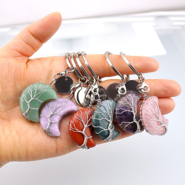 oly-40969982603b968f41d7af4eb1e91e4e Wholesale Natural Stone Moon Keychain Bag Charm Pastoral Style Women's Gift