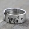 Wholesale Vintage Cactus Star Adjustable Ring for Women, Gold Metal Jewelry Accessory