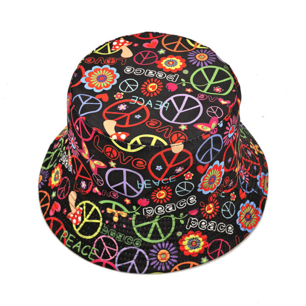 oly-40bf16dc39b7c8b0f257dfa9ff73d8ac Wholesale Peace Pattern Reversible Bucket Hat Stylish Sun Protection Hat for Casual Summer