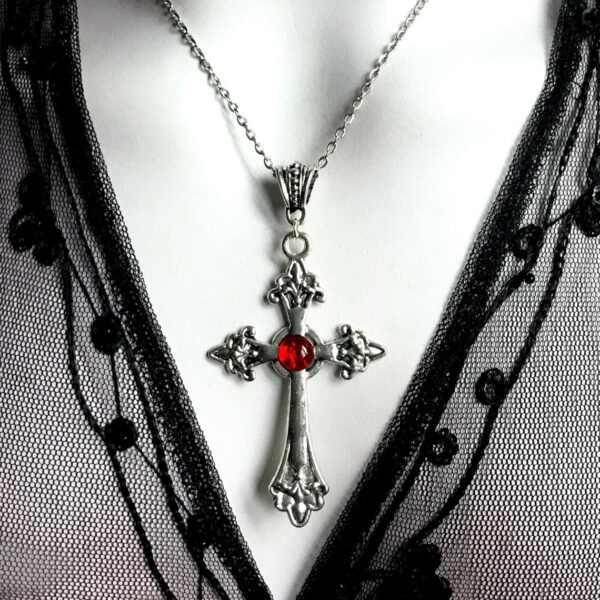 oly-40c45afcefeba5a203c5f5e739ad443b Wholesale Gothic Baroque Cross Pendant Necklace, Alloy Glass, Electroplated, Chic Gift Boutique Resale
