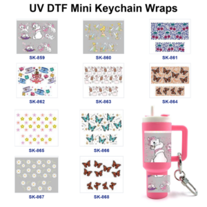 Wholesale 8pcs Cute Illustrated Pet Fairy Figure Cherry Tableware Butterfly Floral Decor Mini Cup Keychain Sticker OLY Exclusive
