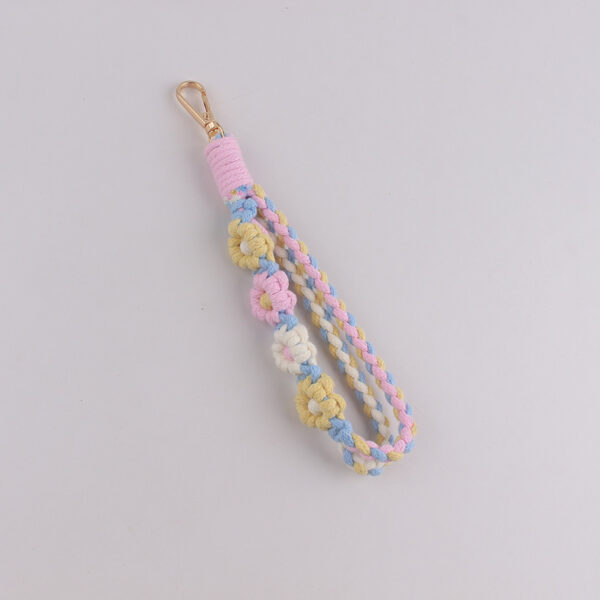 oly-40f29a668391d5b2738b6319af689f5d Wholesale Dopamine Color Flower Braided Phone Strap Keychain Bag Charm, Chic Fashion Accessory for Party Gift or Boutique Resale