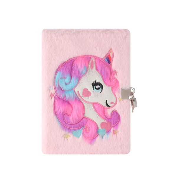 oly-40f5b1d8b93137bfad074e2111c3c88f Wholesale Plush Creative Notebook with Lock Unicorn Design for Kids School Diary