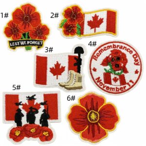 Red flower soldier cloth patch set 6 pieces