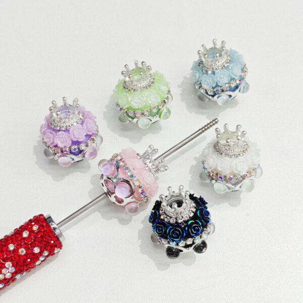 oly-41125ae819aded4d33d73a2837040498 Wholesale Light Blue Acrylic Crown Beaded Phone Chain Charm for DIY Jewelry Accessory