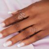 oly-411485875b88c6bcd8f7dbeebdbfa364 Wholesale Gold Alloy Hollow Double Heart Couple Ring - Adjustable Everyday Jewelry