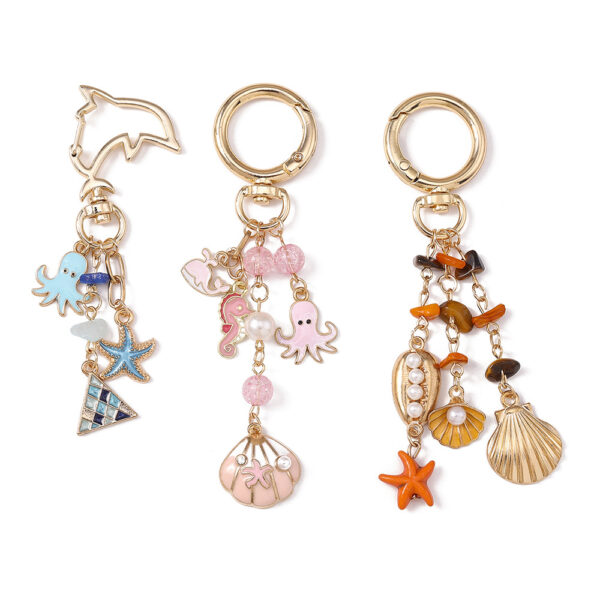 oly-414a94ac608e96839d858fe9aebdd38f Wholesale Blue Starfish Octopus Seahorse Zinc Alloy Keychain Trendy Bag Charm Gift
