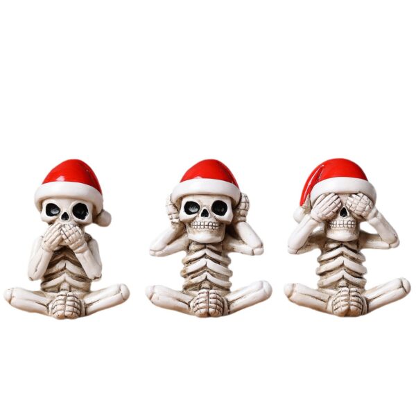 Wholesale Resin Skull Ornament Set Hear No See No Speak No Halloween Decorative Accent
