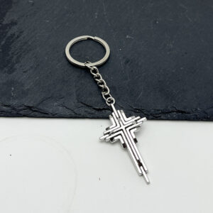 Wholesale Zinc Alloy Silver 3D Cross Keychain Pendant Vintage Punk Bag Charm