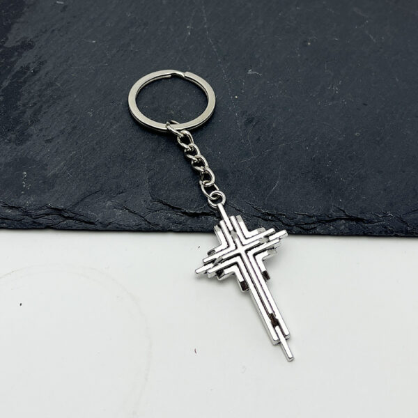 Wholesale Zinc Alloy Silver 3D Cross Keychain Pendant Vintage Punk Bag Charm