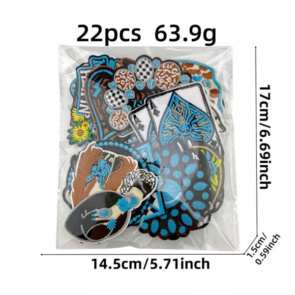 oly-415da4b3f9ec9ca45b9c2eb415662b89 Wholesale Bohemian Turquoise Embroidery Western Denim Patch Set 22 Pcs Trendy Fashion Accessory for Boutique Resale