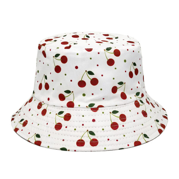 oly-4185dcefff62cea95de8b774d20a6bf4 Wholesale Fashion Reversible Bucket Hat Pink Cherry Print Sun Protection Hat for Women Men Gift Resale