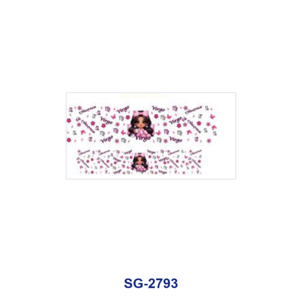 Wholesale 8pcs Zodiac Pink Cartoon Girl Print 3oz Cup Stickers Wrap