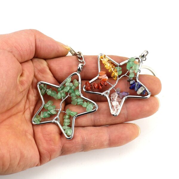oly-41c7d05e8e749491b5a7cb1cc5415425 Wholesale Metal Keychain Pendant Colorful Crystal Star Life Tree Design for Couple