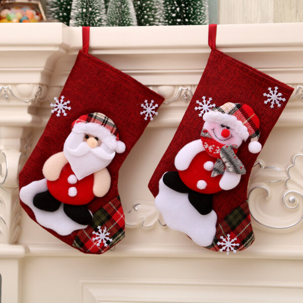 oly-41cb017fa3c98001f162262f1dd89693 Wholesale Medium Linen Christmas Stocking with Santa Design Holiday Decoration Home Decor Gift
