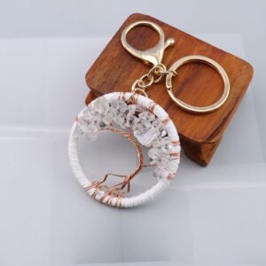 White crystal (5cm) + gold keychain