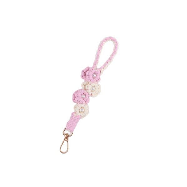 oly-41e35b8d5d860d3504dd921890ce675e Wholesale Pearl Flower Handwoven Phone Strap Candy Color Cute Keychain for Women Casual Gift Decorative Accessory