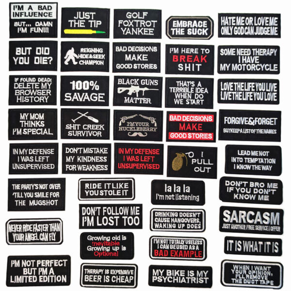 Wholesale Alphabet Cartoon Embroidery Patches 40pcs Black English Fabric Stickers for Clothing Decorative Accessory