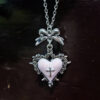 Wholesale Gothic Y2K Red Heart Thorn Pendant Necklace Ancient Silver Alloy Layering Jewelry Fashion Accessory for Party or Gift