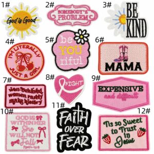 Pink english fabric patch set - 12 pieces