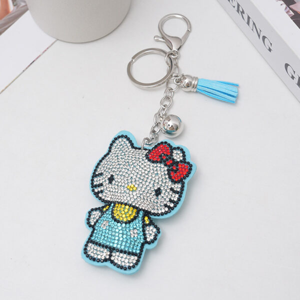 Wholesale Cartoon Cat Rhinestone Leather Keychain Bag Charm Pendant for Gift OLY Exclusive