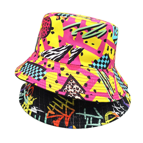 Wholesale Chic Geometric Diamond Pattern Graffiti Bucket Hat Trendy Sun Hat for Everyday Outdoors