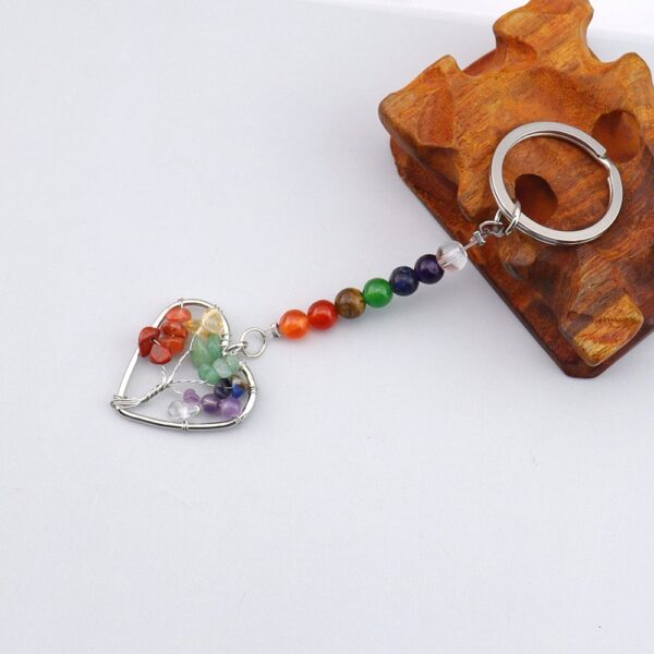 oly-42ae79395a9657eb4e55e4861f7a66d0 Wholesale Tree of Life Keychain with Colorful Crystal Stones Yoga Bag Charm Gift