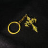 oly-42c4aa8bf8187508d6421f4822bb8639 Wholesale Men's Golden Flame Retro Cross Keychain Pendant for Car Keys Fashion Accessory