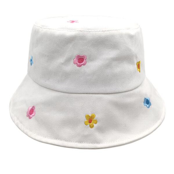 Wholesale Floral Embroidery Bucket Hat Sun Protection Summer Outdoor Hat for Women Beach Gift Boutique Resale