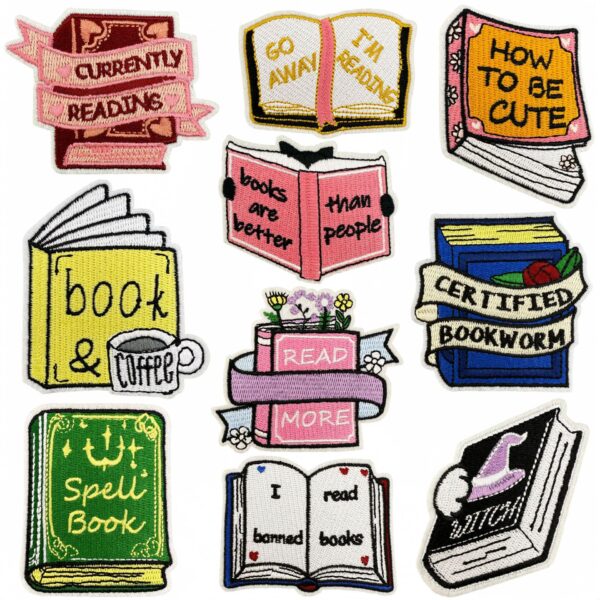 oly-42dea150b0ed93887b5bf0476b13e675 Wholesale Iron On Embroidered Patch Book Reading Cartoon Design Decorative Accent for Adults