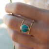 oly-42f56f2d3cc3a028c80fcda851d03d91 Wholesale Vintage Turquoise Resin Round Ring for Women Jewelry Accessory