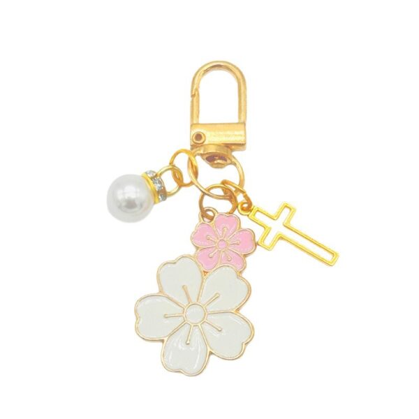 oly-42fc1a551a05a1e610bf6b6cc6b809fe Wholesale Double Sided Cherry Blossom Alloy Keychain Bag Charm Back to School Fashion Accessory Gift