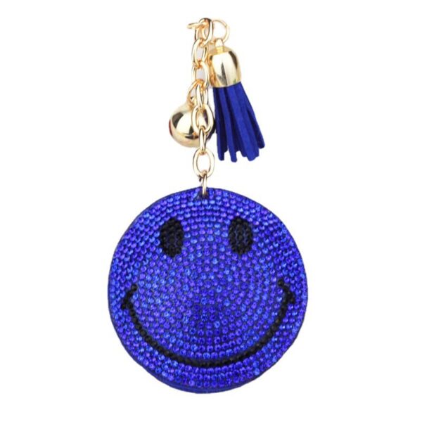 Wholesale New creative smiling face Korean velvet rhinestone keychain fashion tassel ladies bag pendant foreign trade jewelry
