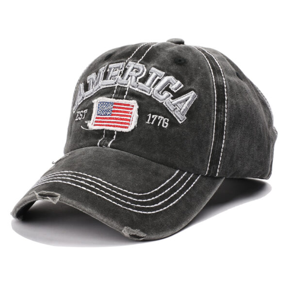 oly-430241257f8524aac8f3b09b0f059111 Wholesale Men's American Flag Distressed Baseball Cap Khaki Fashion Accessory