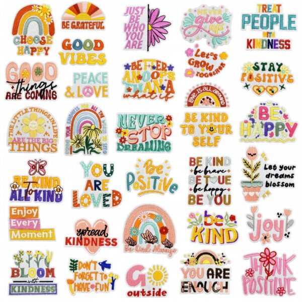 Wholesale Trendy Colorful English Letter Polyester Patches Heat Glue Fashion Accessory for Bags