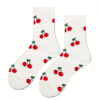 Wholesale Cotton Socks with Fruit Cherry Pattern for Everyday Casual Wear Fashion Accessory