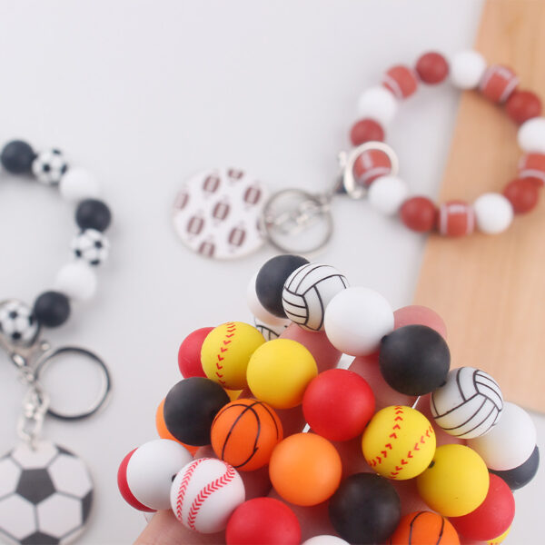 oly-435d0f83efc4b9aab7bd010c45d8f97d Wholesale Soccer Ball Silicone Bead Bracelet Keychain Graduation Gift Fashion Accessory